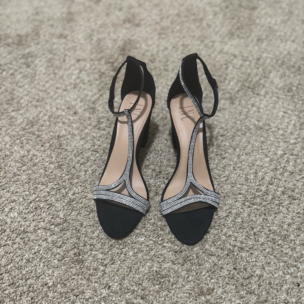 INC International Concepts Black Heels with Silver Accents